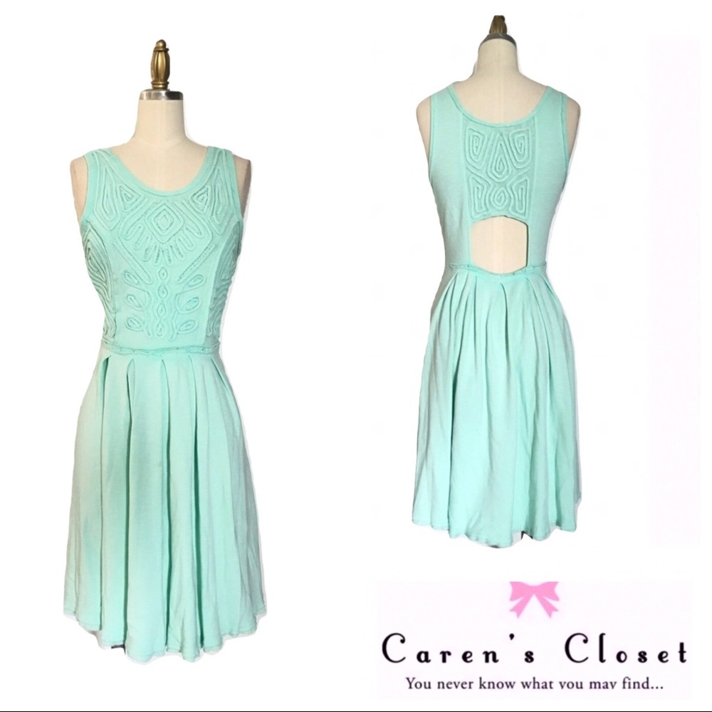 Free People Mint Green Soutache Cut Out Mini Dress - Picture 1 of 6